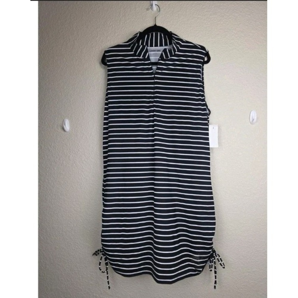 NWT SM Land's End Size SM Black/White Zipup Sleeveless Coverup Dress (647)